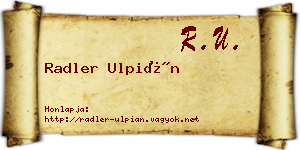 Radler Ulpián névjegykártya